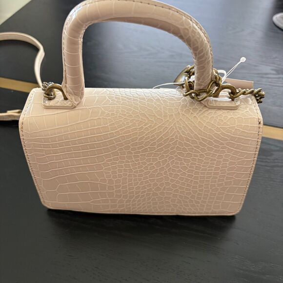 Luv Betsey Betsey Johnson Cream Heart Studded Croc Mini Satchel Crossbody NWT - Picture 3 of 9